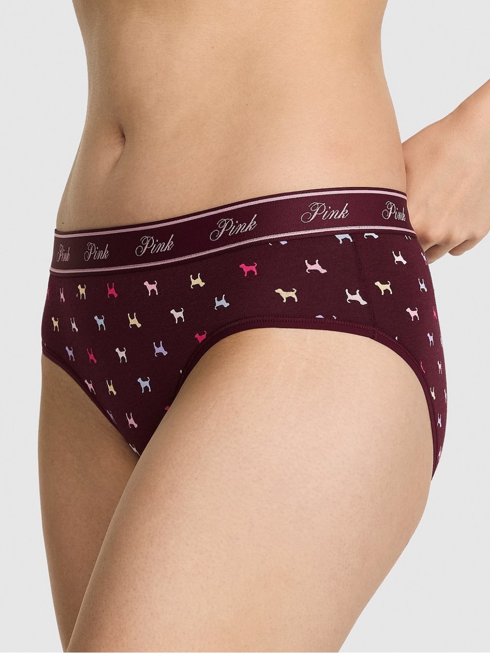 NWT PINK Victoria’s Secret Logo Cotton Hiphugger Panty.